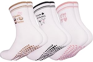 KAEMPE Chaussettes Antidérapantes Femme, 3 Paires Chaussette Pilates Femme, Pilates Socks