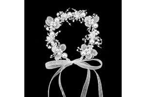 AUXSOUL Haarschmuck Hochzeit Perle Haarschmuck Kommunion Mädchen Haarkranz für Hochzeit Braut Brautjungfer Damen Mädche Blumenmädchen, Durchmesser 17cm (Weiß)