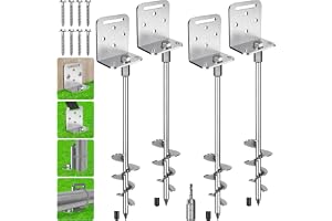 4-pack 76 cm (30 tum) markankare skruv i husankare kit 7 cm (2,8 tum) bred avsmalnande spiralstudsmatta jordankare set med L-fäste lekset ankare för gunga set, tält, skjul, staket, gungset