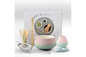 WINDFROMORT Japoński zestaw do herbaty Matcha Zestaw do herbaty Matcha Bowl Bambus Trzepaczka Matcha łopata sitko Uchwyt na trzepaczkę Matcha Trzepaczka Zestaw Matcha N4