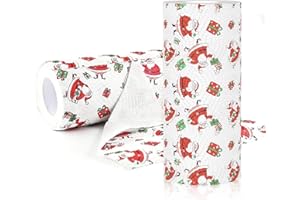 EXATTA Rollos de cocina, papel de cocina de 3 capas, paños de cocina de Navidad con motivos impresos, rollos absorbentes para el hogar, papel de limpieza para cocina y casa