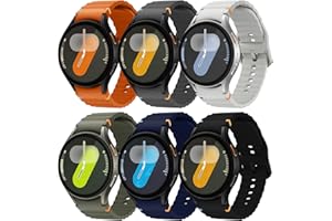 MSKSJER Correa Deportiva Compatible con Samsung Galaxy Watch 7/6/5/4 40mm 44mm Hombre Mujer, No Gap 20mm Suave Silicona Correas para Galaxy Watch FE 40 mm/Galaxy Watch 6 Classic 43mm 47mm, 6 Pack Pulsera