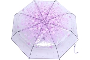 1st Transparent Hopfällbart Paraply Fashionabla Princess Paraply Cherry Blossom # Rosa Paraguas (Ljuslila)