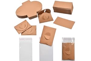 FOCCTS 50Pcs Mini Cards and Envelopes Set, Mini Gift Card Envelopes, Handmade Seed Envelopes Cute Kraft Paper Envelopes with Heart Clasp for Thank You Notes Christmas Valentine's Day