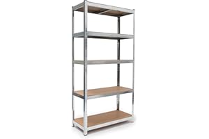 Relaxdays Etagère de rangement charge lourde 875 kg HxlxP 180 x 90 x 40 cm acier galvanisé, argenté