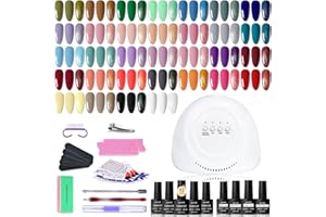 GÉNÉRIQUE Kit de Manucure Gel 36 Pièces avec Lampe U V LED, Kit Vernis Semi Permanent Complet - Ensemble Classique Noir, Blanc, Nude, Bleu et Violet, Inclut Tous les Outils, Idéal Toute l'Année
