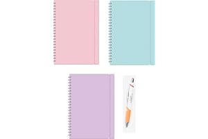 STAR ONLINE A4 Jotta Wiro Bound Ruled Notebooks Assorted Pastel Colours - Pack Of 3-70GSM Elasticated Band For Secure Closure