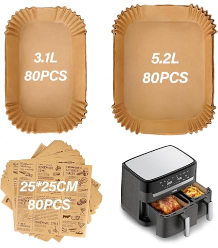 Anhow 200 PCS Papier Cuisson Air Fryer, Papier Sulfurisé compatible
