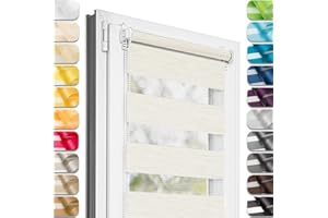 Estika Tenda a rullo doppio Klemmfix senza foratura - 65 x 220 cm - Cream - Tenda giorno e notte, tessuto doppio, per interni, protezione dalla luce solare