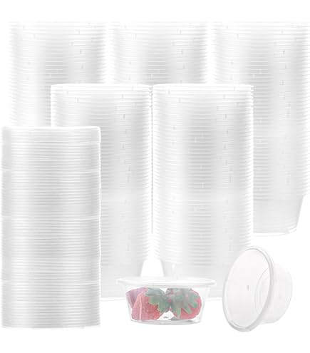 Inoverse 500 stuks opbergdozen, dressingbekers met deksel, 30 ml, sausbekers van PP, transparante dipdozen voor onderweg. Sauscontainer, degustatiebeker, fijnvoedselbeker, BPA-vrij