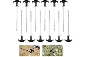 FASBET 12Pcs Extra Strong Tent Pegs Metal Heavy Duty 20cm Galvanized Heavy Duty Tent Pegs for Hard Ground Long Tent Pegs Storm Pegs Camping Pegs Rock Pegs for Awnings Gazebo Pegs Sand Pegs Screw (12Pcs)