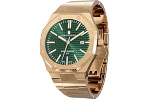 SAPPHERO Reloj de Hombre Impermeable 30M Cuarzo Plata Correa Acero Inoxidable Fecha Calendario Negro Azul Hombres Relojes Regalos de Pulsera para Hombres