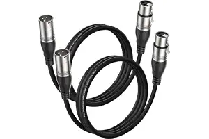 EBXYA Cable XLR 1M 2Pack Cable XLR macho a hembra Cable de micrófono Cable DMX equilibrado de 3 pines Cable de conexión XLR