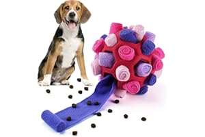 Larimuer Palla da fiuto per cani, Giocattoli Puzzle per Cani giocattolo interattivo Portatile, giocattolo per l'alimentazione per cani di piccola, media,taglia(rosa e viola)
