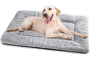 Baodan Dog Bed Large Washable, Pet Cat Beds Cushion Mattress, Soft Warm Dog Crate Mat Pad for Medium Large Dogs- L 90x60 cm, Grey
