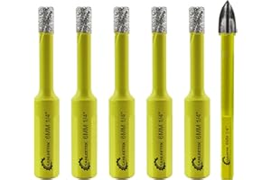 Secco Punte per Trapano Diamantate - 5pezzi 6mm Fresa Diamantata e 1pezzo 6mm Trapano al Carburo con Gambo Triangolo per Ceramica Gres Porcellanato Granito Marmo Quarzo SANLEETEK