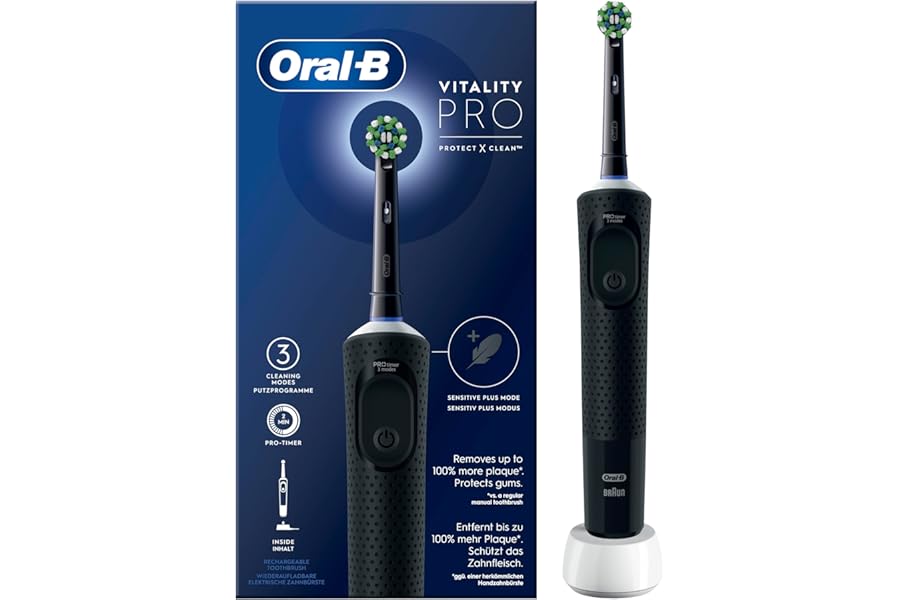 Oral-B Vitality Pro Rechargeable Electric Toothbrush, Black, 1 Head, 1 Toothbrush