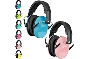 BraveKoi Gehörschutz Kinder 2 Stück, SNR 26 dB, Lärmschutz Kopfhörer für Kinder von 3 – 12 Jahren, Schüler, leicht verstellbar, faltbar, für Autismus, ADHS, Feuerwerk, Konzert(Blau + hellrosa)