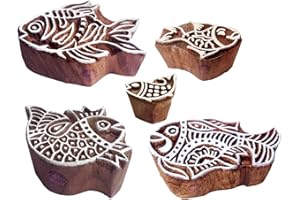 ROYAL KRAFT Créatif Motif Assorti et Poisson Bois Timbres Pour Impression (Set de 5)