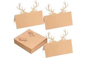 OUTUS Weihnachten Geweih Kraft Zelt Karten Tisch Ortsname Karten Rentier Geweih Kraft Rentier Geweih Stanzung Design für Weihnachten Winter Party (30 Blatt)