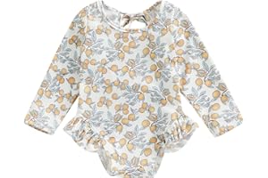 XIXIMAON Maillot de Bain Bébé Fille Anti-UV Combinaison de Natation à Volants Manches Longues Imprimé Arc-en-Ciel pour Piscine Plage Sport Vacances Swimwear