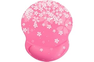 EXCOVIP EXCO Rose Vif Sakura Rose Mouse Pad Gel Wrist Rest avec Un Confort Doux Gel de silice Support de Poignet, Base, PU antidérapant Surface Lisse Bureau Souris d'ordinateur Pad