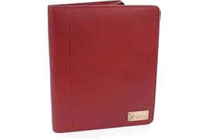 ‎CATWALK COLLECTION HANDBAGS Catwalk Collection Handbags - Damen A5 Leder Notizbuchtasche - Schreibmappe mit Reißverschluss - Passend für Tablet und Notizbuch - ANGELA - Rot