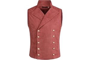 Allthemen Gilet da Uomo Doppiopetto in Tinta Unita Vest Casual Slim Fit per Primavera Autunno con Tasche