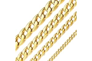ChainsHouse Collier Homme Acier Inoxydable 316L Chaîne Femme Cubaine Gourmette Maille[Argenté/Or/Noir-Largeur 5/9/12/15 mm-Longueur 36/46/51/55/61/66/71/76 cm] Bijoux Garçon Fille Cadeau Anniversaire