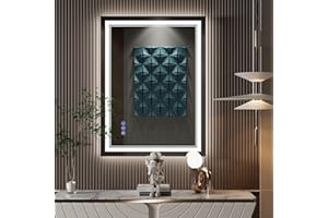 baklon Specchio-Bagno-con-Luce 80x60 cm, Specchio-Bagno-LED, Disappannamento, Dimmerabile, 3 Temperature di Colore, Funzione Memoria, Orizzontale/Verticale, Angolo Retto