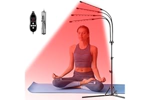 COZION Red Light Lamp Floor with 120 LEDs, 660nm & 850nm Near Red Infrared Light The-Rapy Lamp with 4 Heads | Adjustable Height Stand | Timer, 360° Rotating Infrared Device for Full Body & Home Use