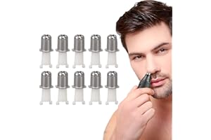 BRRNOO Ear and Nose Trimmer Replacement Heads 10-Pack, Electric Nose Trimmer Clipper Head with 360 Degree Rotating Dual Blades for Universal Use