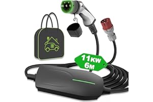EIDYBOX Chargeur Voiture Electrique Type 2 Portable Wallbox 11KW Triphasé CEE, 7M Cable Borne de Recharge Voiture Electrique, PHEV Charger avec Sac, IP66