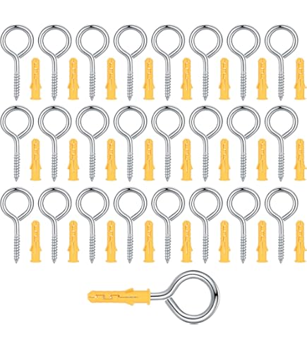 SISI UK Heavy Duty 25mm Screw In Eye Bolt Hooks Stainless Steel Plated Eye Screws For Picture Frame Vine Loop Hook Wall Hanger Anti-Rust Hammock Hooks For Tie-Downs Pack Of 100 - View #9