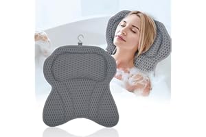 LEODERA Badewannenkissen Grau L - Badekissen für Badewanne - ergonomisches Nackenkissen für die Badewanne - Badekissen mit 6 extra starken Saugnäpfen - Badewannen Zubehör
