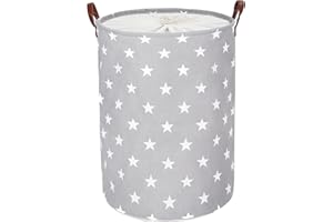 DOKEHOM Espesado Ronda Plegable Cestas de Almacenamiento, Algodón (Gris Star, 24 Pulgadas)