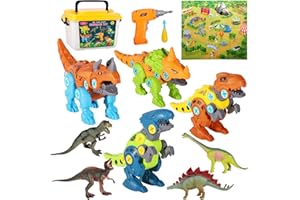 Vykor Take Apart Dinosaur Toys for Kids boys with Storage Box Electric Drill Map-STEM Educational DIY Construction Build Set，Gifts for Boys Girls Toys 3 4 5 6 7 Year Old and Up