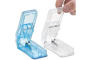 MEDCA Coupe-Comprimé (Paquet de 2) - Couteau en V pour Couper et Écraser Petits et Gros Cachets - Boîte Transparente pour Fendre vos Pilules et Transporter vos Médicaments