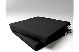 Market-Alley Stuhlkissen Sitzkissen mit Bänder für Gartenstuhl, Küche oder Esszimmerstuhl Stuhlauflage (124 Schwarz 40x40x4cm - 2er Set)