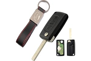 KASER Clé Télécommande avec Carte Électronique 3 Boutons Compatible pour Peugeot 307 207 Citroen C1 C2 C3 (433MHz ID46 PCF7941 Chip) avec Transpondeur prêt pour la Programmation (CE0523)