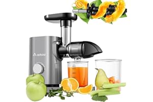 Slow Masticating Juicer, AAOBOSI Juicer Machines with Quiet Motor/Reverse Function/Easy to Clean Brush, Cold Press Juicers - Fruit and Vegetable for Delicate Crushing without Filtering, Gray