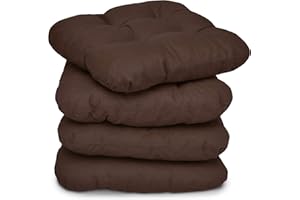 Beautissu Lisa Set di 4 Cuscini da Sedia - 40x40x8 cm - Cuscino di Seduta per sedie di Casa e Giardino, Imbottitura Comoda e Spessa – Marrone Scuro