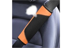 BESULEN Car Seat Belt Pads Cover, 2 Pack Leather Mesh Universal Seatbelt Shoulder Strap Protector, Soft Harness Pad Safety Belt Cover for Comfortable Driving, Car Interior Accessories (Orange)