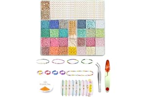 Teeppo Perlen Zum AuffäDeln 12000 StüCk 24 Farben, Mit 300pcs 3mm Gold Smiley Face Beads Und Letter Perlen Set, Perlen Selber Machen Zum ArmbäNder Selber Machenglasperlen Zum AuffäDeln