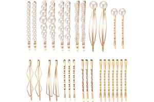 Firtink 32 Stücke Perle Haarspange für Mädchen, Metall Haarspangen Set Gold Haarschmuck Künstliche Perle Haar Snap Clips für Hochzeit Valentinstag Geschenke