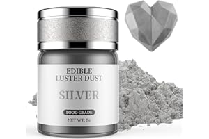 Essbarer Glitzer Silber 8g, Waysroma Lebensmittel Glitzer für Getränke Lebensmittel Glitzerpulver Metallisch für Schokolade, Erdbeeren, Cupcakes, Ostern Kuchen, Fondant, Getränken, Pralinen