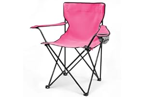 SPETEBO Chaise de camping pliante en 7 couleurs – Chaise de camping, fauteuil et porte-gobelet, rose bonbon