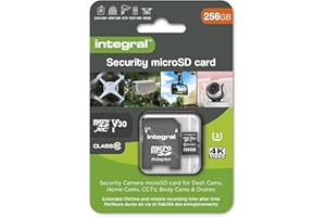 Integral tarjeta de seguridad Micro SD 256GB para dash-cams cámaras domésticas CCTV cámaras corporales y drones. Vida útil prolongada y grabación de confianza en todo momento de alta resistencia