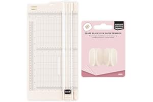 Vaessen Creative Papierschneider mit Falzbrett - Elfenbein - 15,2 x 30,5 cm - 2-in-1 Schneidemaschine für Scrapbooking, Karten Basteln und Papierprojekte - Inklusive 2 Ersatzklingen – Sicher Gestaltet