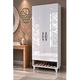 Teknor 24 &Ccedil;ift Kapasiteli Modern Kapaklı Ayakkabılık Dolabı &Ccedil;ok Raflı Geniş Depolama Alanlı Beyaz Ayakkabı Dolabı